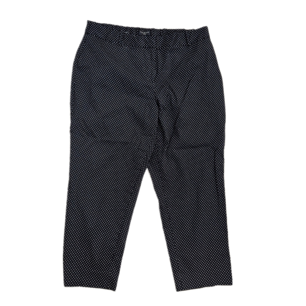 Talbots 16W Black White Polka Dot Crop Capris Stretch Elastic Office Church